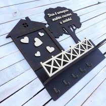 Ключниця, вішак для ключів, ключниця у формі будинку з деревом, декор для дому, подарунок на новосілля HWD-A1115