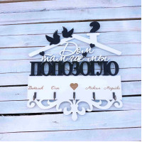 Ключница, вешалка для ключей с фамилией, ключница в форме дома, декор для дома, подарок на новоселье HWD-A1134