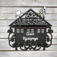 Ключниця, вішак для ключів з прізвищем, ключниця у формі будинку, декор для дому, подарунок на новосілля HWD-A1149