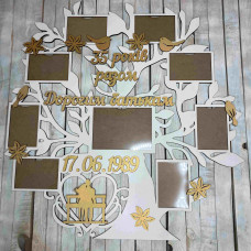 Фоторамка из дерева, семейное дерево, фоторамка подарок на 35 годовщину свадьбы, подарок родителям HWD-A1137