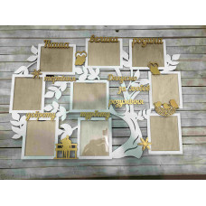 Фоторамка из дерева, семейное дерево, симейный коллаж, фоторамка подарок на годовщину свадьбы HWD-A1165