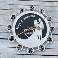 Годинник  настінний, подарунок молодим, годинник на весілля, годинник з іменеми у подарунок HWD-A006