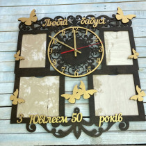 Годинник  настінний з фоторамкою, оригінальний годинник з фоторамкою, подарунок бабусі HWD-A0302