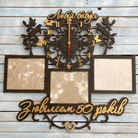 Часы настенные с фоторамкой, оригинальные часы с фоторамкой, подарок бабушке 50 лет HWD-A0304