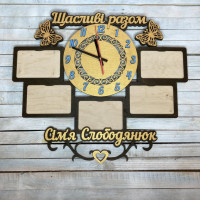 Годинник настінний з фоторамками, подарунок на ювілей HWD-A0402