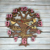 Годинник настінний, подарунок молодим, годинник на весілля, подарунок на ювілей 5 років  HWD-A0448