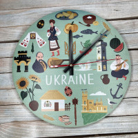 Часы настенные круглые Украина, патриотические часы, подарок патриоту HWD-A0701