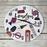 Настінний годинник з прапором Великої Британії «London» – стильний подарунок з британською символікою