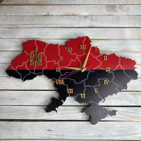 Настінний годинник мапа України, патріотичний годинник, годинник з символікою України HWD-A0628