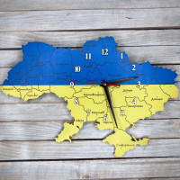 Часы настенные карта Украины с городами, патриотические часы, подарок патриоту HWD-A0663