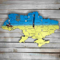 Настенные часы карта Украины, патриотические часы, часы с символикой Украины HWD-A1067