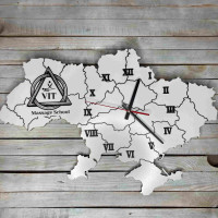 Настінний годинник мапа України, патріотичний годинник, годинник з символікою України HWD-A1077