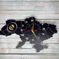 Настінний годинник мапа України, патріотичний годинник, годинник з символікою України HWD-A1097