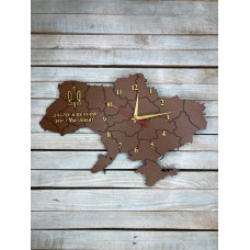 Настінний годинник мапа України, патріотичний годинник, годинник з символікою України HWD-W020