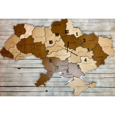 Деревянная карта Украины с часами HWD-W078 - патриотический подарок учителю, директору, военному HWD-W078