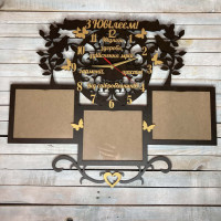 Годинник  настінний з дерева, годинник з фоторамками,  подарунок від колег  HWD-A0723