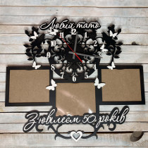 Часы настенные с фоторамками, подарок папе, подарок отцу на юбилей hwd-A0733