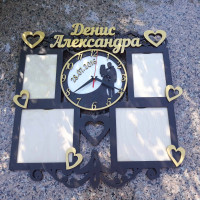 Годинник  настінний з фоторамками, подарунок на ювілей  весілля HWD-A0949