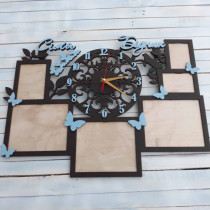 Годинник настінний, сімейний годинник з фоторамками, подарунок родині hwd-A0955