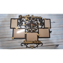 Годинник настінний з фоторамками "Наша сім'я", подарунок коханому, подарунок на річницю весілля hwd-A0957