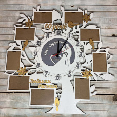 Часы настенные с фоторамками, подарок на юбилей, подарок на день рождения HWD-A1102